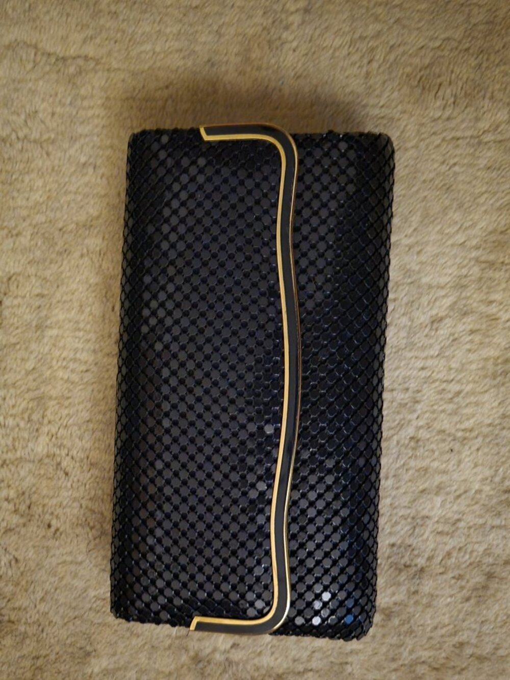 Vintage Clutch Pocketbook La Regale Blue Enameled Metal Mesh and strap